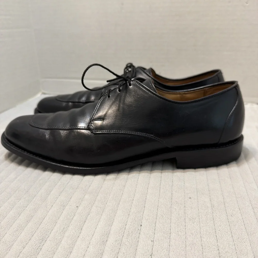 Allen Edmonds Burton Mens 11 B Black Leather Moc Toe Oxford Derby Dress Shoes